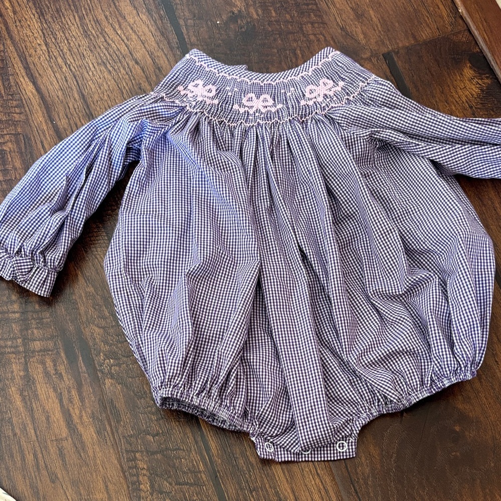 Purple Gingham Baby Romper